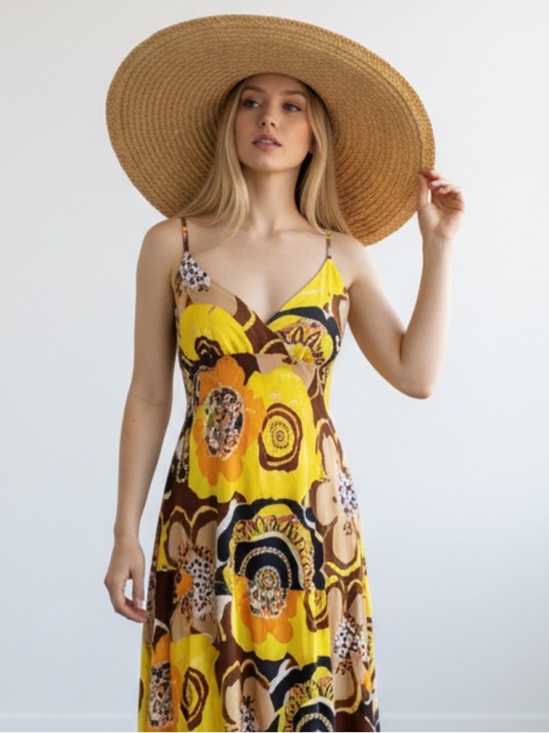 Speed Control Dresses & Skirts - SPEED CONTROL - YELLOW & BROWN SPRING SUN DRESS 🌞